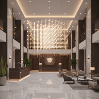 Lustres suspendus personnalisables non standard pour salles de banquet, halls d'hôtel et mariages, avec projection d'étoiles en forme de cube