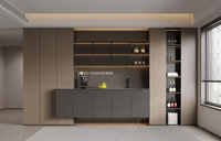 Maßgefertigter Moderner Stilvoller Mehrstöckiger Barschrank mit Verstecktem Stauraum für Wohnzimmer Esszimmer