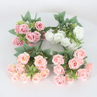 Künstliche Seiden rosen 10 kleine Trauben 3D-gedruckte langlebige Braut strauß Valentinstag Hochzeit Home Decoration