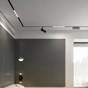 Stile minimalista per interni soggiorno in alluminio 3W 6W 12W 18W 24W Tracklight Rail nero lineare LED magnetico Track Light