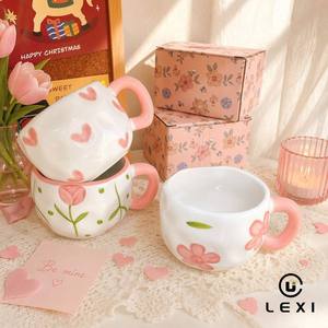 Taza de Porcelana Estilo Coreano, Irregular, Hecha a Mano, Pintada a Mano, Ecológica, 320 ml, Apta para Lavavajillas, Microondas y Alimentos - Product Image 1