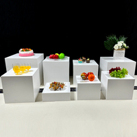 Support de Présentation Cube Carré Blanc en Acrylique pour Plats Froids, Pause-Café, Gâteaux et Snacks, Présentoirs Buffet en Acrylique