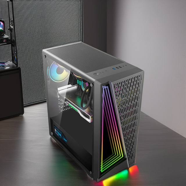 Sleek Mid-Tower Gaming PC Case with RGB Lighting, Tempered Glass, and Superior Airflow