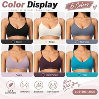 Soutien-gorge de sport GM en gros, col en V, rembourré, réglable, antichoc, push-up, pour la course, le fitness, le yoga et les activités sportives