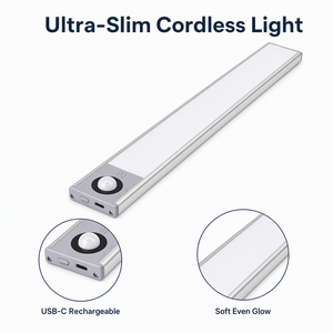 Lampada LED Ricaricabile con Sensore di Movimento, Luce <span class=keywords><strong>da</strong></span> Parete Magnetica Tipo C Senza Cablaggio per Armadi, Guardaroba, Cucina, Interni - Product Image 1