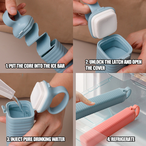 Stampi per Cubetti di <span class=keywords><strong>Ghiaccio</strong></span> in Plastica Senza BPA con Coperchio, Produttore di <span class=keywords><strong>Ghiaccio</strong></span> Domestico, Stampo Portatile per Congelamento Rapido di Cubetti di <span class=keywords><strong>Ghiaccio</strong></span> Fatti in Casa - Product Image 5