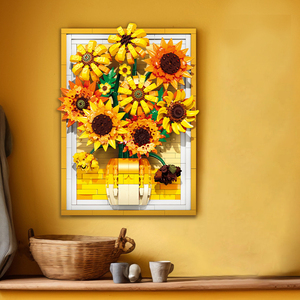 Bloques de Construcción Creativos con Marco de Imagen de Girasoles de <span class=keywords><strong>Van</strong></span> <span class=keywords><strong>Gogh</strong></span> JJ9233, Plástico ABS, Juguete Educativo de Construcción, Modelo para Montar en la Pared - Product Image 3
