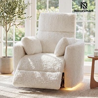 Fauteuil inclinable électrique pivotant et à bascule pour chambre d'enfant avec ports USB Type-C, veilleuse, peluche douce, 2 oreillers, bois, alliage d'acier