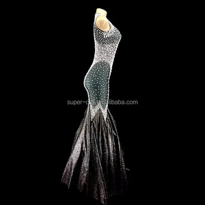 Robes <span class=keywords><strong>de</strong></span> mariée en diamants, robe en perles, <span class=keywords><strong>costume</strong></span> <span class=keywords><strong>de</strong></span> scène <span class=keywords><strong>de</strong></span> luxe pour chanteuse - Product Image 4