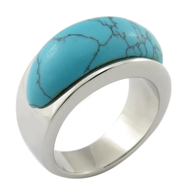 ออกแบบใหม่ Retro Turquoise แหวน Murano แก้วหมั้นแหวนแหวนสแตนเลส