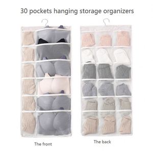 Dual-Sided <b>Wall</b> Shelf Hanging Closet Organizer Fabric Mesh Pockets Hanging <b>Storage</b> Bag for Bra Socks Underwear and Cloths - Product Image 5