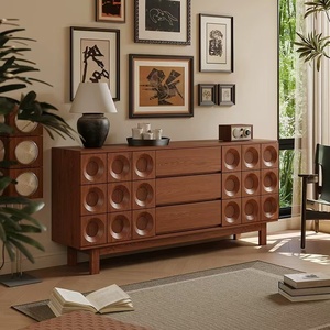 Aparador de lujo europeo Vintage marrón, muebles para el hogar para sala de estar, herramienta para cubiertos y almacenamiento de enfriador de vino
