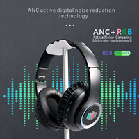 Auriculares Inalámbricos D812L con Cancelación Activa de Ruido (ANC), Luz Ambiental RGB, Chip Bluetrum, Bluetooth V5.3, con Micrófono