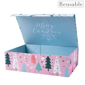 Customizable <b>Magnetic</b> Foldable Recyclable Christmas Themed <b>Socks</b> Packaging Custom Logo Embossing Matt Lamination Colorful - Product Image 3