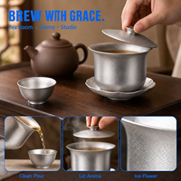 Service à thé Gongfu en titane pur, Gaiwan en titane, Infuseur à thé minimaliste, Tasse à thé, Cérémonie du thé, Art du thé, Camping