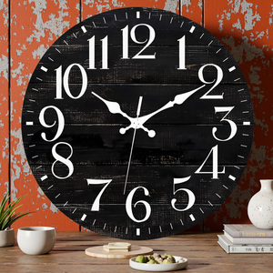 12 inch thạch anh Đồng hồ treo tường với im lặng năng lượng hấp thụ sáng chữ số bằng gỗ <span class=keywords><strong>Glow</strong></span>-in-The-Dark MDF trang trí thắp sáng tay - Product Image 1