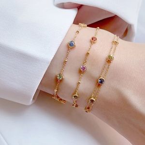 Xinfly Natural Sapphire Colorful Gems Rainbow 18K Gold Jewelry Station <b>Cute</b> Multicolor <b>Bracelet</b> for Beautiful Girls - Product Image 4