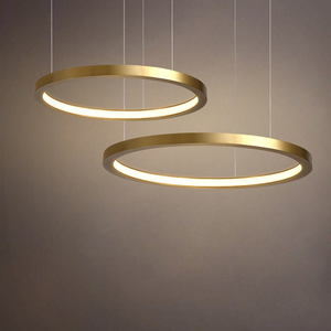 Nordique haut plafond éclairage rond cercle anneau lustres en laiton suspensions pour luxe grand <span class=keywords><strong>bar</strong></span> hôtel maison salon - Product Image 4