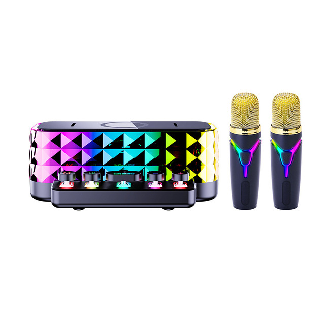 Z6 Pro Wireless Karaoke WIth 2Microphone Bluetooth Speaker Home Party Singing RGB Light Wireless Speaker