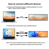 Écran de barre étiré 14,5'' 16:9 avec haut-parleur intégré, moniteur PC pour jeux portables, ordinateur portable, Raspberry Pi 5/4/3