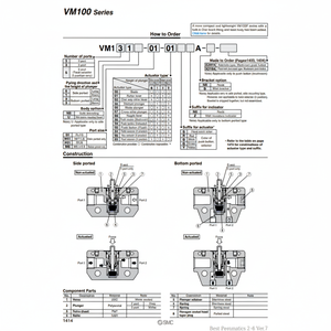 Pièces pneumatiques de VM130-01-34RA de soupape mécanique pneumatique SMC - Product Image 1