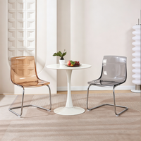 Chaise de salle à manger moderne en plastique PC transparent, empilable, courbée et profilée, gain de place, pour usage intérieur en restaurant et hôpital