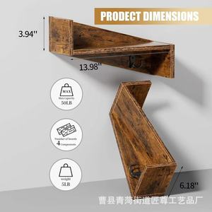 Custom wall-mounted wooden <b>shelf</b> for storing condiments and organizing bottles; solid wood <b>hook</b> rack. - Product Image 5