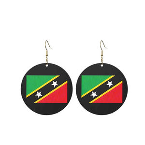 Boucles d'oreilles <span class=keywords><strong>color</strong></span>ées personnalisées de plusieurs styles avec impression numérique et logo du drapeau de Saint-Kitt-et-Nevis à prix bon marché - Product Image 2