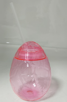 Gobelet en plastique fantaisie mignon en forme d'œuf à cocktail avec paille et couvercle pour Pâques