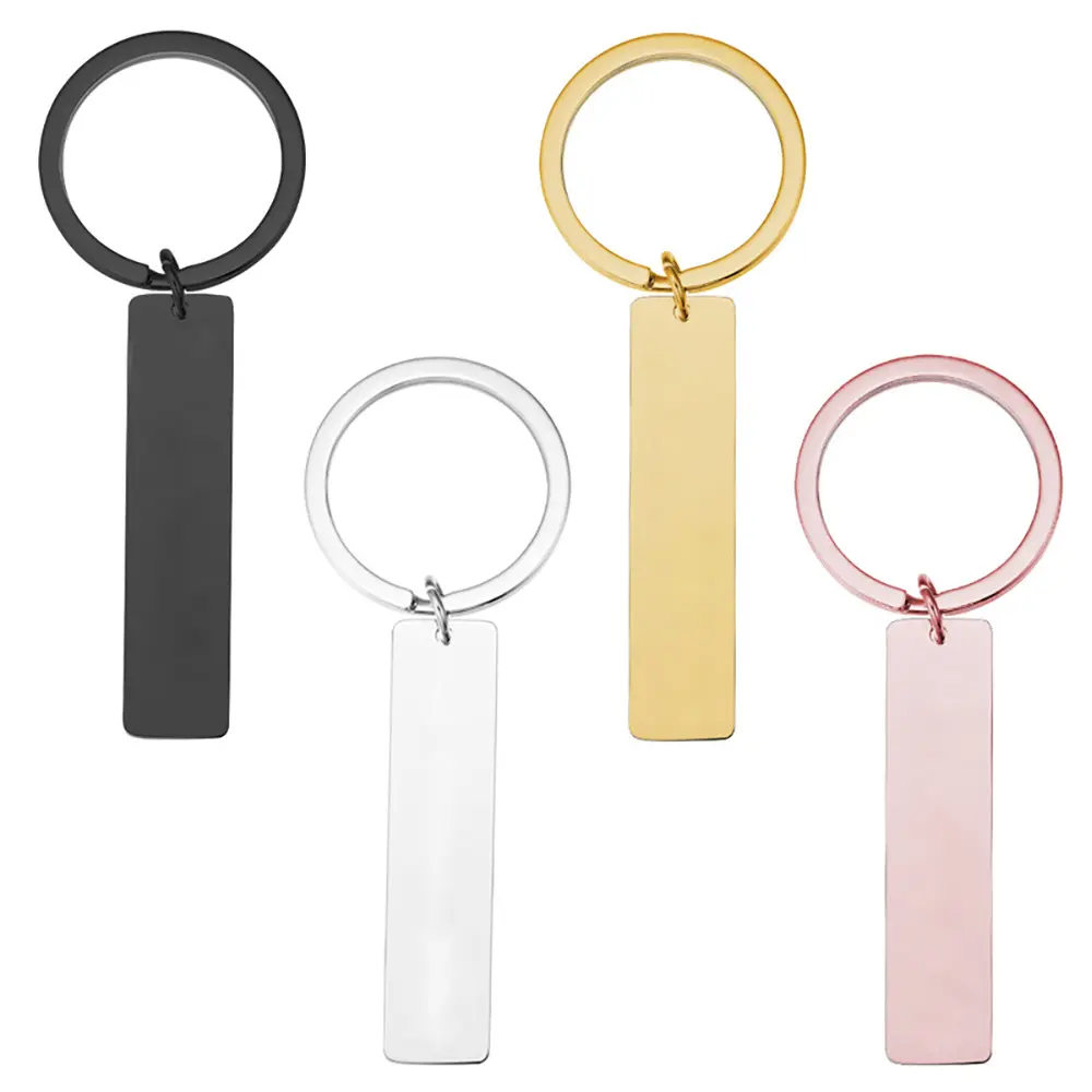 לוגו מותאם אישית מחזיק מפתחות ריק מראה מלוטש נירוסטה סובלימציה מרובעים מחזיקי מפתחות מתכת