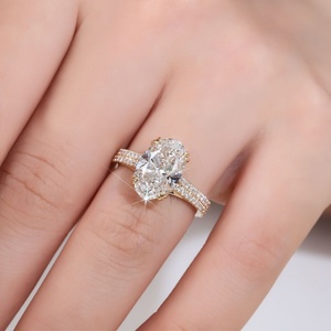 Anillo de Compromiso y Matrimonio Twinkle Jewelry, Oro Sólido de 14K, Diamante de Laboratorio, Diseño Clásico, 3CT, Certificado IGI, Corte Ovalado HPHT CVD - Product Image 5