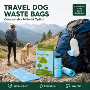 Bolsas compostables para recoger excrementos de mascotas OEM personalizadas EN 13432, costuras resistentes, extra gruesas, logotipo, tamaño, color y empaque personalizados. - Product Image 1