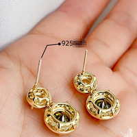 Boucles d'oreilles pendantes personnalisées à double carré de pierres, zircone cubique taille coussin, bicolores, pour femmes, usage quotidien