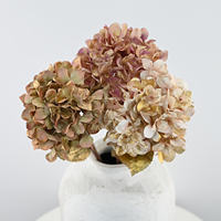 Bunga Hydrangea Sutra Buatan Mewah dan Elegan 52cm Besar Vintage untuk Dekorasi Pernikahan, Hortensia Berwarna Kemerahan untuk Acara Musim Gugur