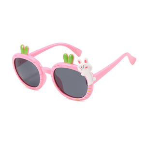 <b>Cute</b> Cartoon Design Light Weight Kids <b>Sunglasses</b> Girls Boys Strap Polarized UV Protection Flexible TPEE Full Rim Oval - Product Image 6