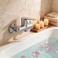 Robinet de douche mural à poignée unique au design moderne en alliage de zinc avec cartouche céramique polie, idéal pour les hôtels et appartements