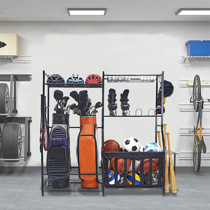 Estante de almacenamiento para bolsas de Golf, soporte para garaje, organizador de equipos deportivos, estante de almacenamiento para palos de Golf con soporte de almacenamiento de bolas - Product Image 4