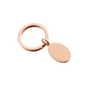 High Quality Oval Shape Pendant Gold Plated <b>Key</b> <b>Ring</b> logo Custom <b>Engraved</b> Stainless Steel Round Pendant Keychain - Product Image 5