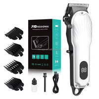 Alat Cukur Rambut Profesional OEM Custom T-Blade untuk Pria, Tanpa Kabel, Isi Ulang USB, Layar LCD, untuk Penggunaan Rumah Tangga