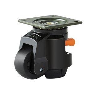 Rueda Giratoria Retráctil Ajustable Negra con Soporte de Placa, Rodamiento de Nylon, Capacidad de Carga de 40 kg para Movimiento Industrial - Product Image 1