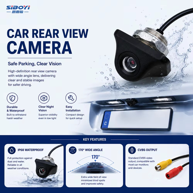 SIBOYI HD IP68 170 Degree Wide Angle Car Rear View Backup Camera Night Vision Waterproof Reverse Parking CVBS AHD 1 Year 6m