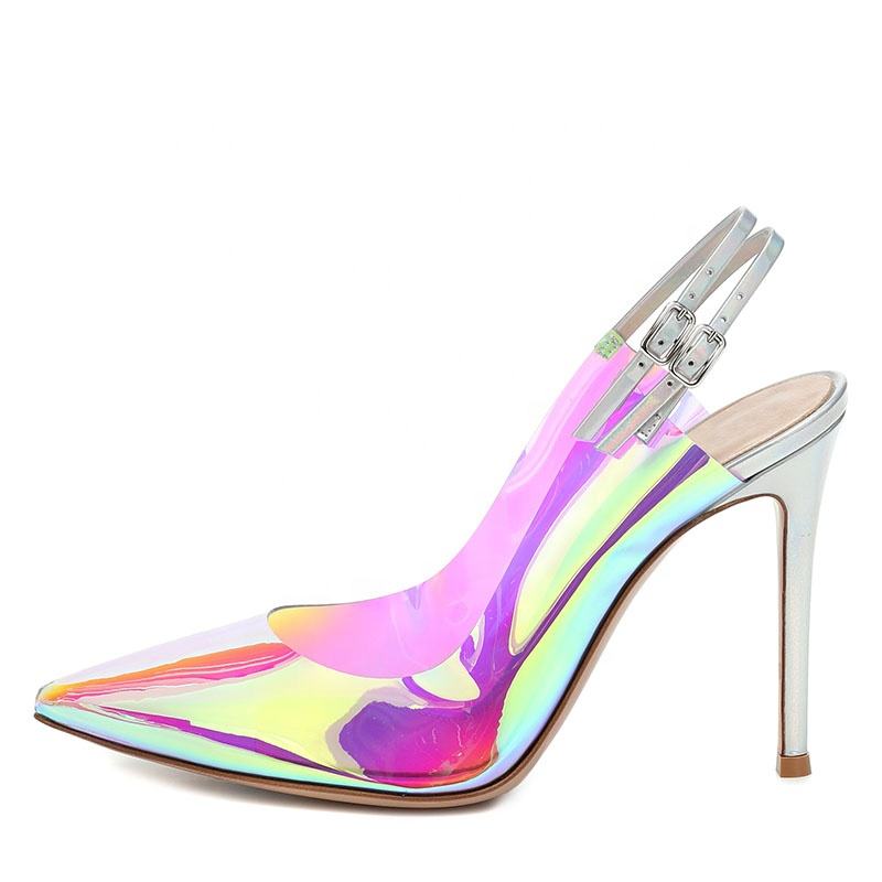 Stiletto Heels High Heel Slingback Iridescent PVC Pumps for Women