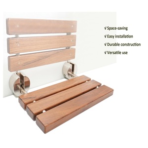 Siège de douche pliant moderne en teck de 20 pouces, à fixation murale avec quincaillerie en acier inoxydable - Product Image 5