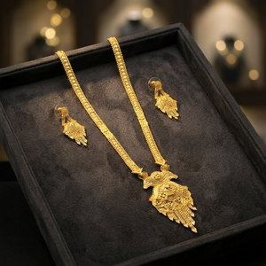 Vente en gros de bijoux longs traditionnels en micro plaqué or 14K 18K 24K, ensemble de bijoux longs à la mode, ensemble de bijoux longs en laiton micro formant - Product Image 4