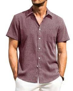 Commercio all'ingrosso Camicie a maniche corte in <span class=keywords><strong>lino</strong></span> bianco ricamato stile Casual traspirante per gli uomini primavera/estate eventi Anti-strizzacervelli - Product Image 2