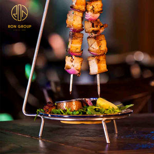 Accessoires de barbecue pour restaurant en gros, support de barbecue suspendu pour aliments, brochettes à viande, métal, acier inoxydable, brochettes à kebab, base, spiedino - Product Image 5