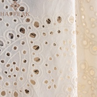 Tissu en coton brodé HAPPEAK pour robes de mariée, broderie élégante à œillets, respirant et tissé pour filles, faible MOQ