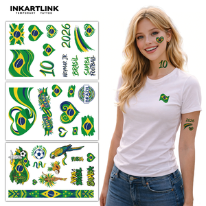 Tatuaggi Temporanei Brasile 2026 Mondiali Calcio Adesivi per Tifosi Neymar 10 Stile Samba Impermeabili Arte Corporea 3 Fogli per Adulti e Bambini - Product Image 3