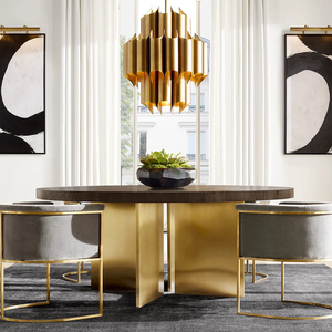 Lampadario Artistico Stile Metà Secolo, Design Grandioso in Ottone con Pannelli Curvi a Più Livelli, Finitura Dorata, Lampadario Decorativo Scultoreo Unico - Product Image 2