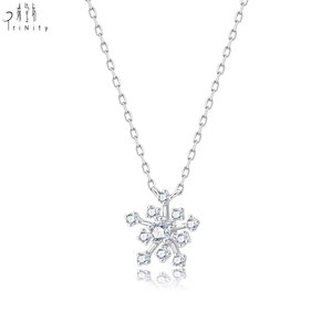 Collar de Diamantes Naturales con Cadena de Oro Blanco de 18K y Colgante de Copo de Nieve de Diseño Elegante y Alta Calidad, Joyería Fina para Mujer, Regalo de Cumpleaños - Product Image 2